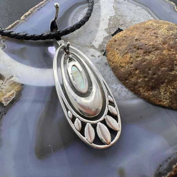 Carolyn Pollack Sterling Silver & Brass Yellow Mother of Pearl Enhancer Pendant - Picture 7 of 10